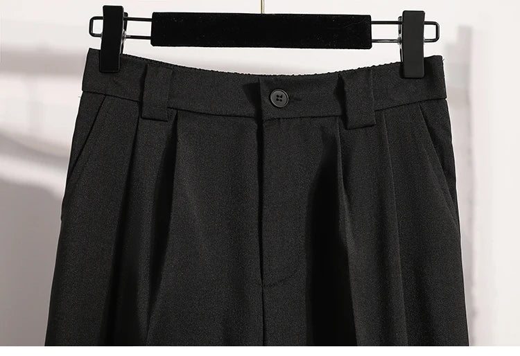 Plus Size Pants For Women Spring Summer 2025 New Korean Fashion High Waist Suit Pants Women Gray Or Black Casual Trousers Female