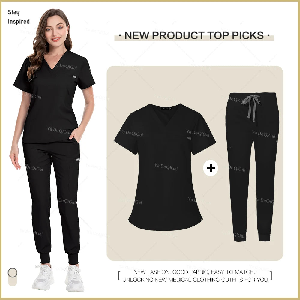 New Nurse Uniforms Women Men Casual Jogger Pants Set Pharmacy Work Clothes Medical Hospital Doctor Nursing Uniform High-end Suit