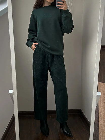 Winter Fleece Sweatshirts For Women Oversized Top Warm Pullovers Black Loose O Neck White Thick Velvet Sweatshirt Women Warm