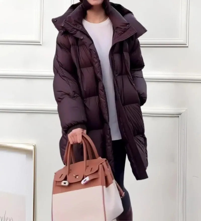 Winter Jacket New Style Fashionable Thick and Warm Mid-length Loose-fitting Down and Cotton Coat for Autumn and Winter Seasons