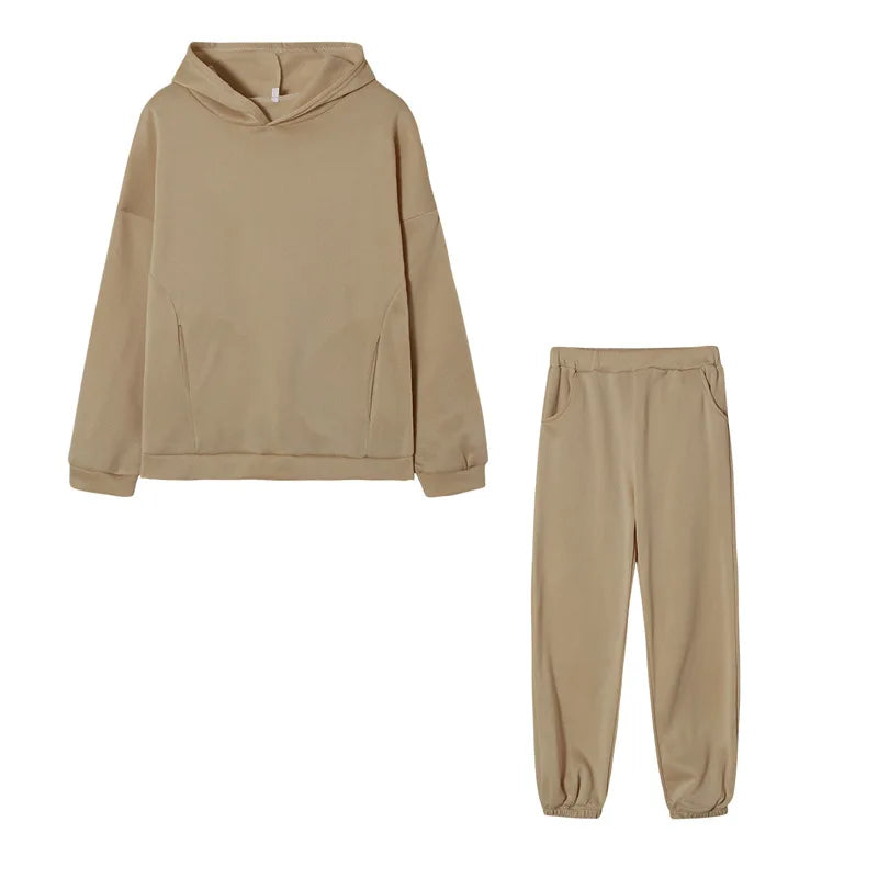 autumn tracksuit outfit set Women Two Piece Set hoodies Hooked Leisure Wide Leg Long Pants Sets Slim Fit Office Ladies Autumn