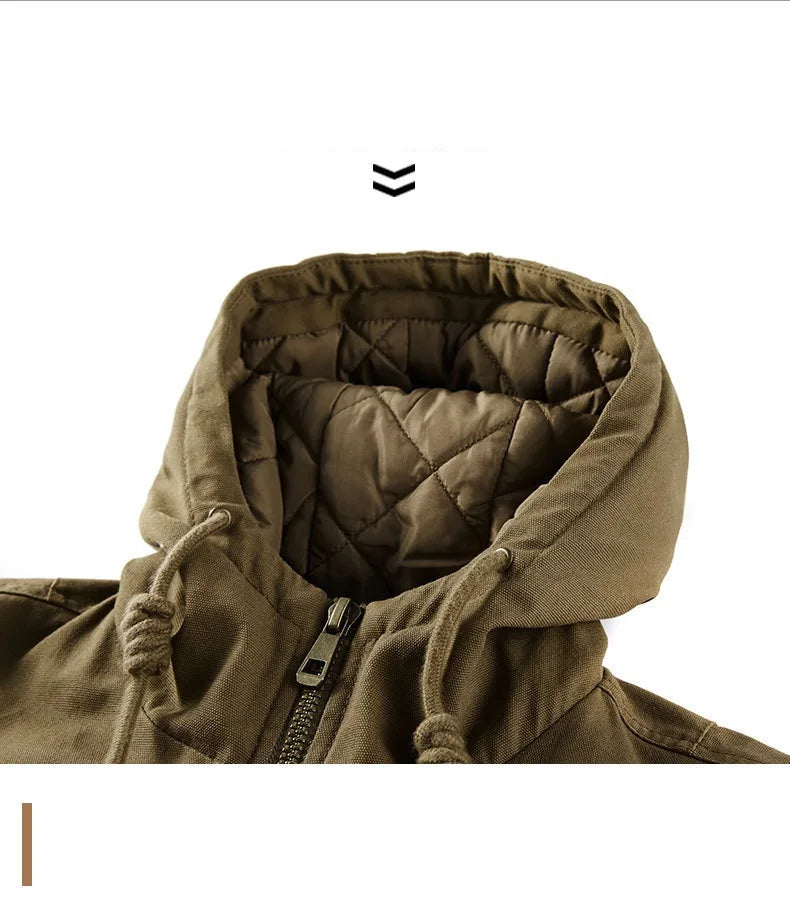 Winter Bomber Jacket 100% Cotton Hooded Warm Thick Overcoat Quilted Cotton Padded Tactical New Parkas Thermal Parkas Coats
