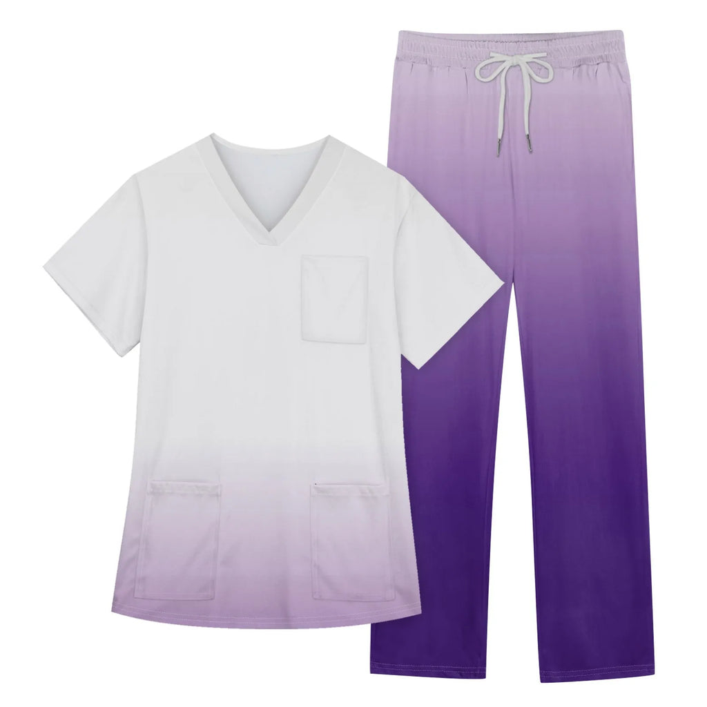 Women Medical Uniforms Slim Fit Scrubs Sets Tops Straight Pant Nurses Accessories Dental Clinic Beauty Salon Workwear Clothes