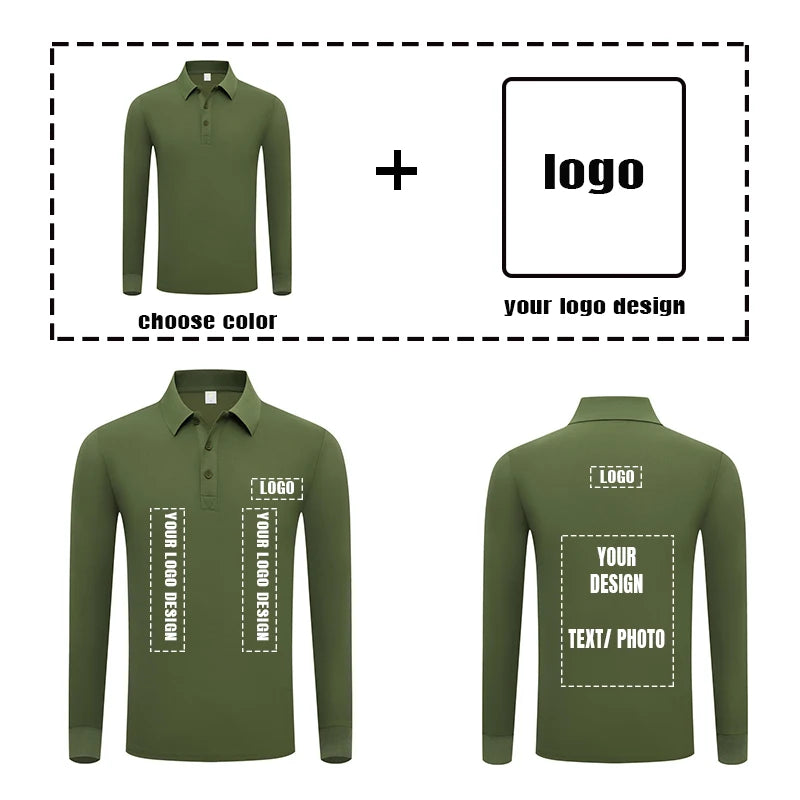 S-7XL Fashion Sportswear High Quality New-Design Men's Polos Shirts Long Sleeve 100% Cotton Casual Polos Customized Your LOGO