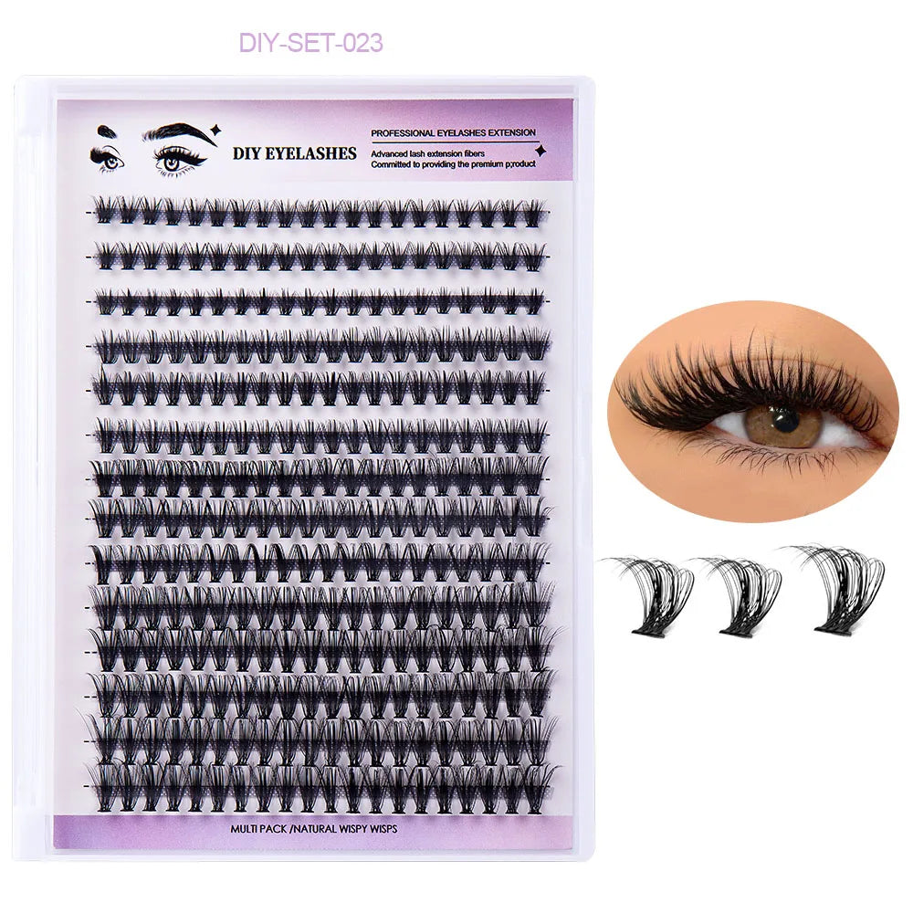 DIY Eyelash Extension Kit, 280 PCS Clusters Slender Stems, Super Fixed Mascara Brush Bond and Seal Eyelash Glue and Eyel