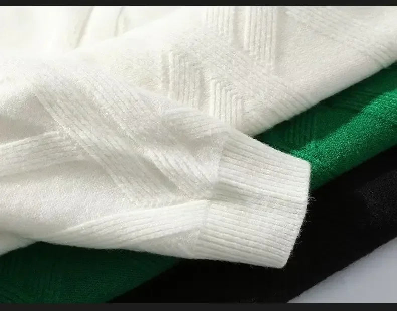 Autumn Winter Men's Sweater Casual Loose-fit Red Knitted Pullover Round Neck Base Layer Thickened Trendy Top For Men