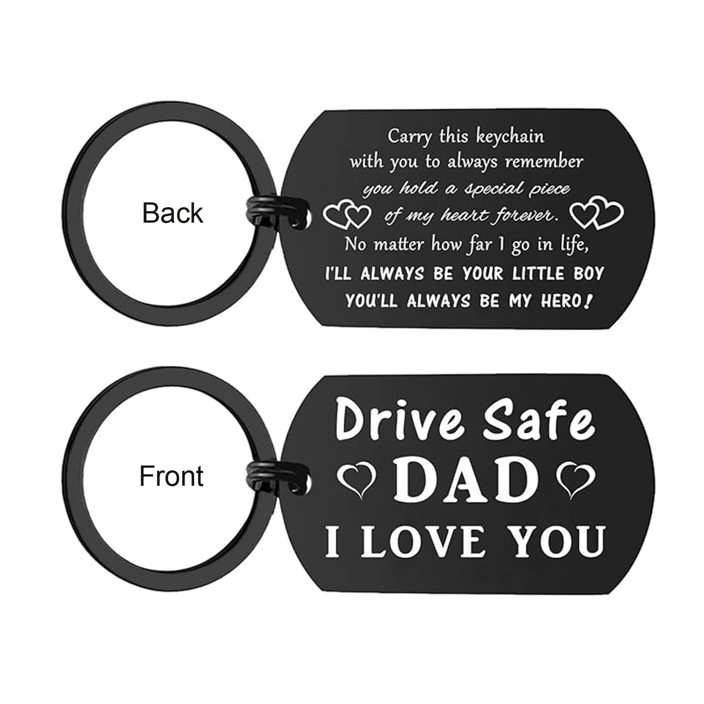 Drive Safe Dad Keychain - I Love You Dad Gifts from Daughter Son - Fathers Day Birthday Gift for Dad Christmas Keychain Jewelry