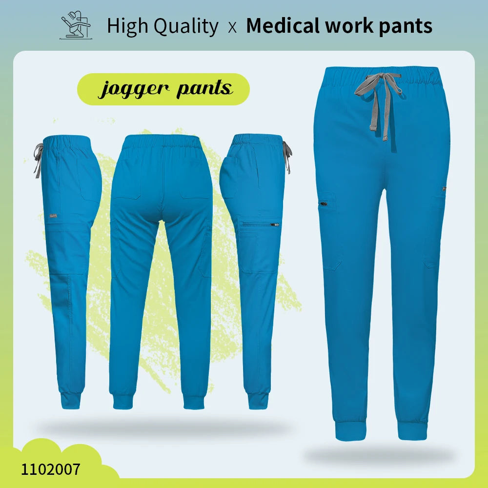 Solid Color Jogger Pants Stretch Medical Pants Dental Clinic Scrub Trousers Comfortable Veterinary Operating Room Scrubs Bottoms