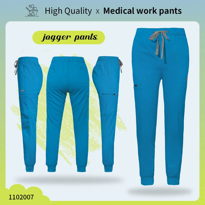 Solid Color Jogger Pants Stretch Medical Pants Dental Clinic Scrub Trousers Comfortable Veterinary Operating Room Scrubs Bottoms