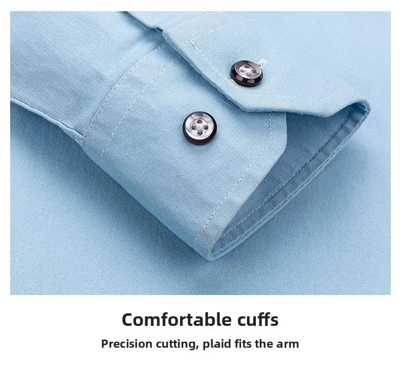 S-7XL New 100% Pure Cotton Men's Shirts Long Sleeves Solid Color Soft Regular Fit Casual Shirt Pocket Social Blouse Male Clothes