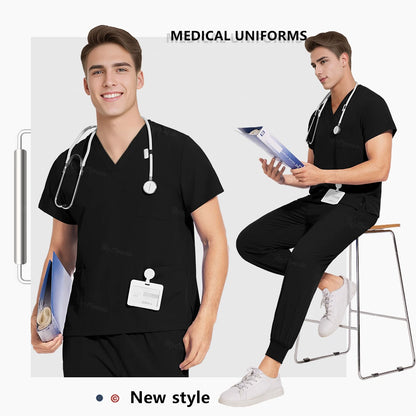 Medical Nurse Uniforms Vet Beauty Workwear Pockets Clinical Scrub Top Pant Doctor Nursing Suit Surgical Uniform Unisex Scrub Set