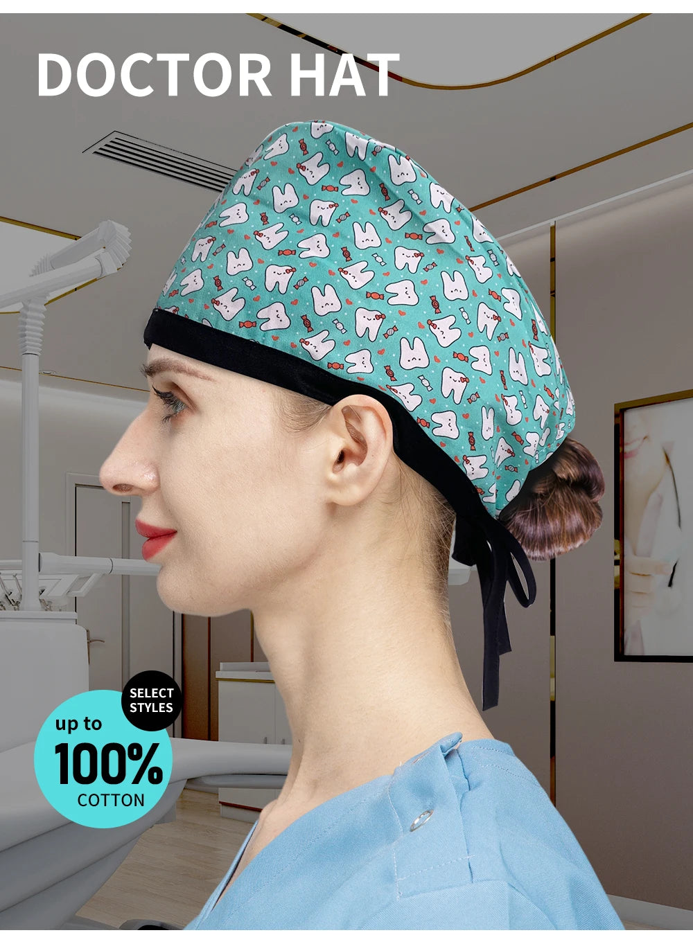 Scrub Cap Printed Cotton Beauty Salon Surgeon Cap Dental Clinic Nursing Hat Women Men Surgical Caps Wholesale Nurse Accessories