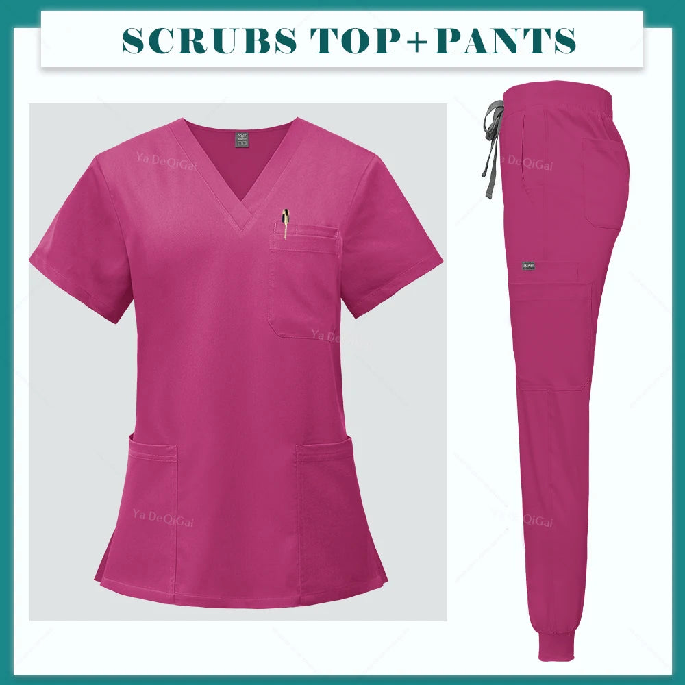 High Scrubs Set Nurse Accessories Medical Uniform Nursing Workwear Dental Clinical Top Pants Lab Clothing Surgical Overall Suits