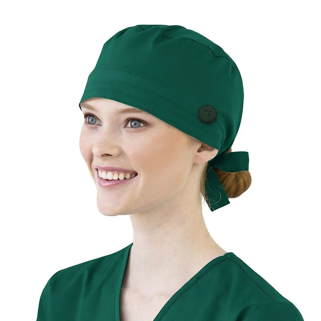 Solid Color Scrubs Caps With Button Pet Grooming Agency Work Scrubs Beauty Work Hats Lab Nursing Scrubs Cap Gorro Enfermera