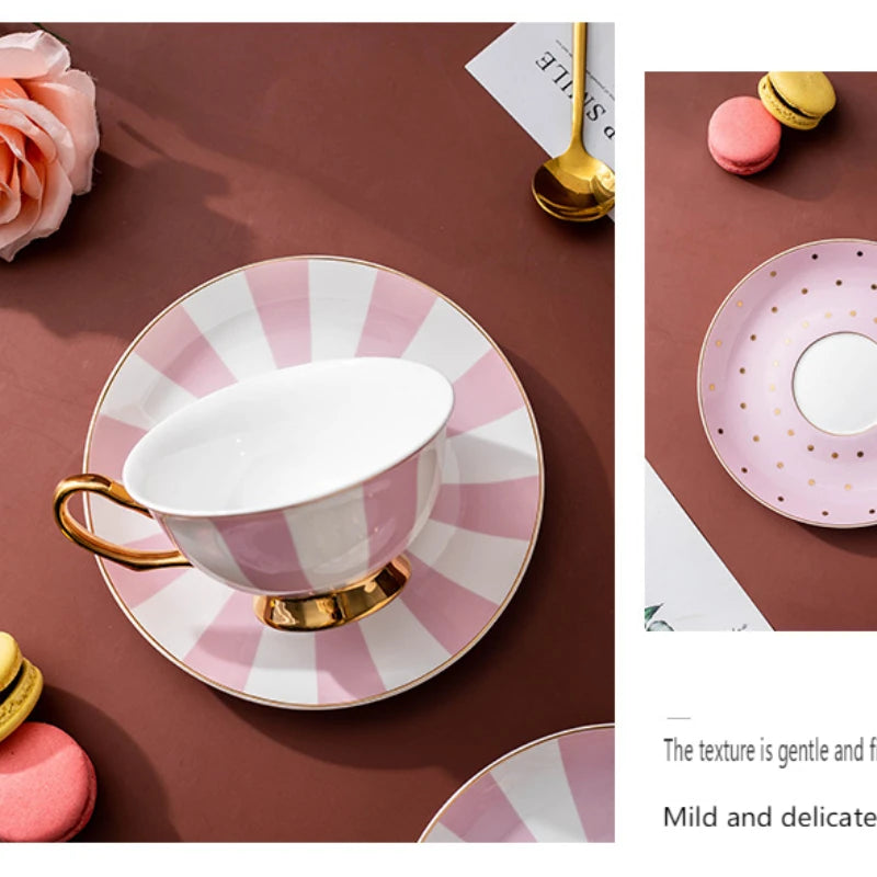 Ceramic Coffee Cup with Saucer Elegance Candy Colored Cute Girls' Afternoon Tea Mug Milk Latte Cups Luxury Ceramic Tea Cup Set
