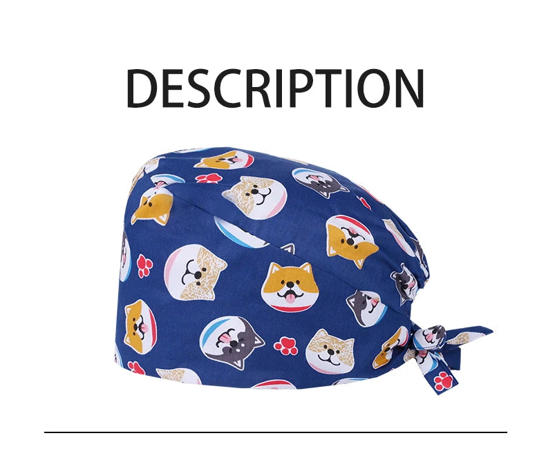 LONG HAIR Scrub Caps Surgical Medical Hats Cotton Nursing Caps Breathable Bouffant Healthcare Chef Pediatric Veterinary Hats M81