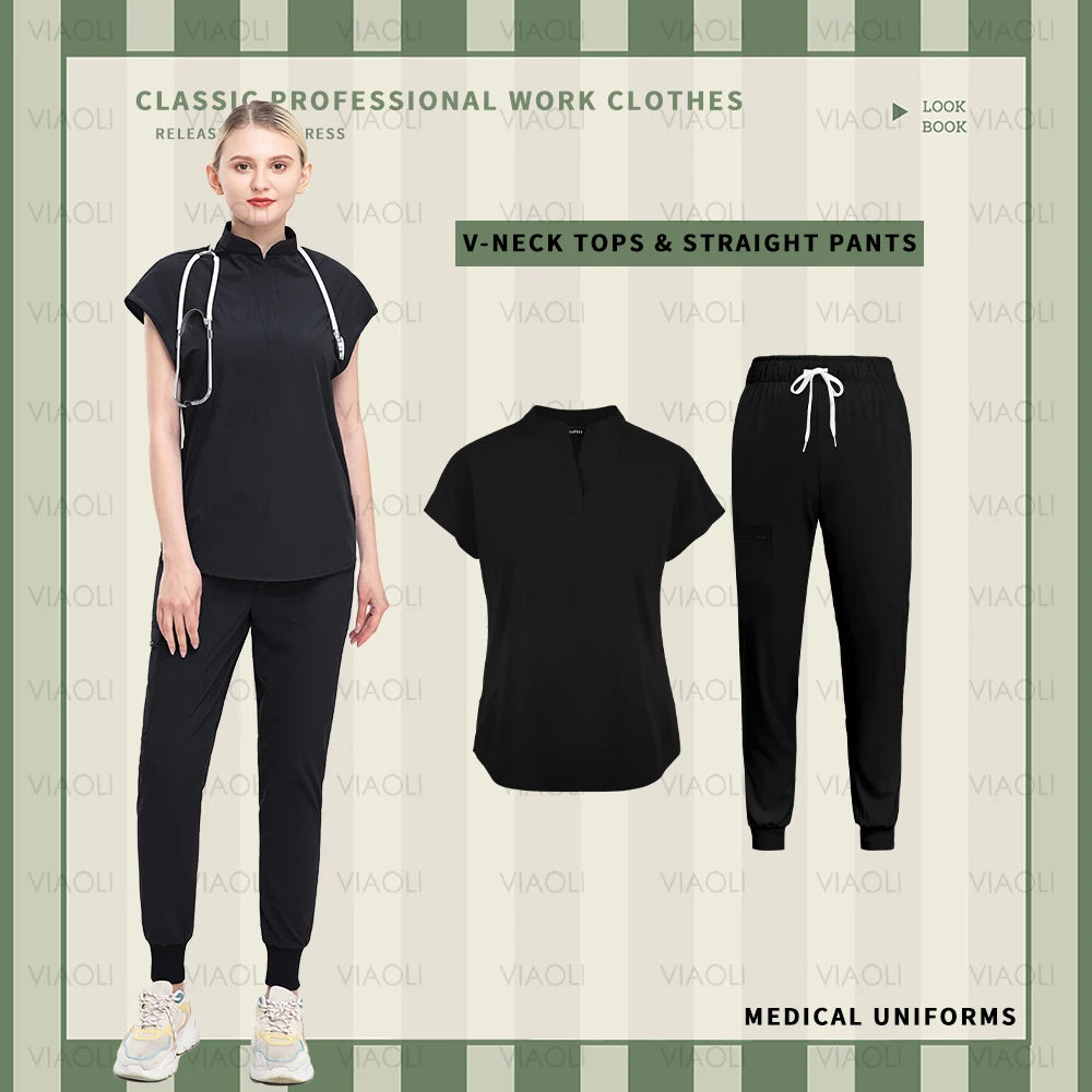 Fashion Clinical Surgical Uniforms Medical Scrubs Uniforms Sets Women Hospital Working Clothes Nurse Accessories Dental Workwear