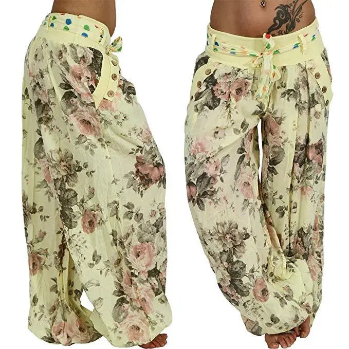 Autumn and winter women's clothing long Haren pants new digital print long wide leg pants Haren casual pants casual plus size