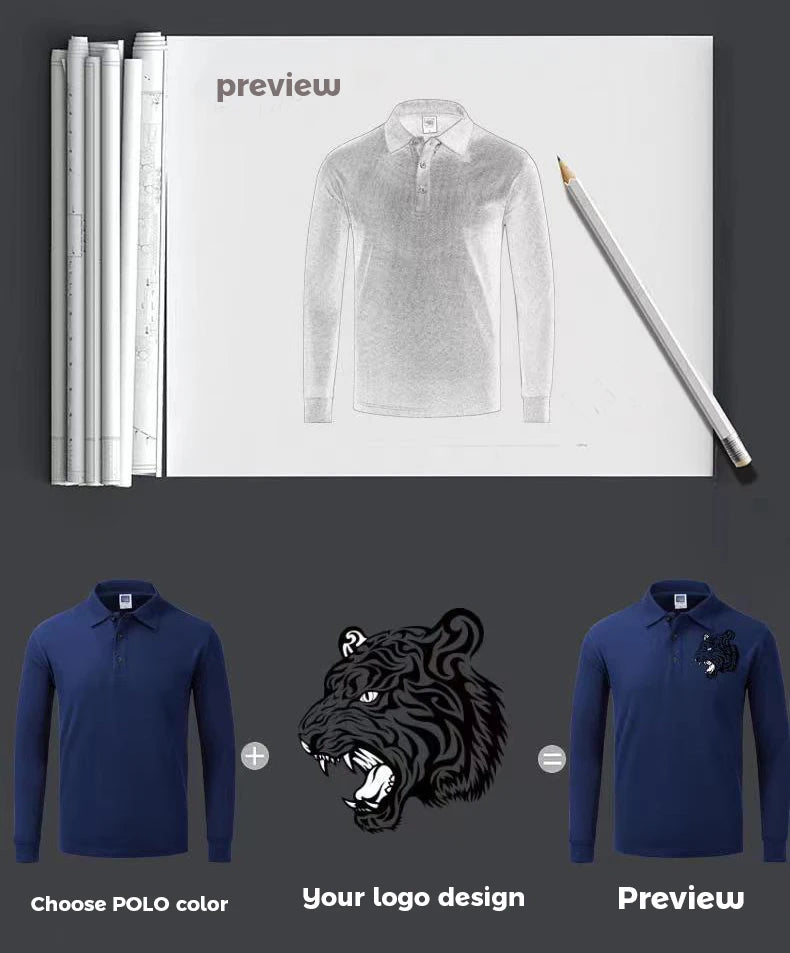 S-7XL Fashion Sportswear High Quality New-Design Men's Polos Shirts Long Sleeve 100% Cotton Casual Polos Customized Your LOGO