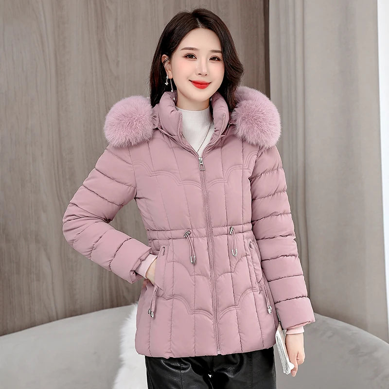 Winter  New Down Jacket Women Parkas Fashion High-Quality Warm Cotton Padded Coat Ladies Short Overcoat Hooded Overwear Tops