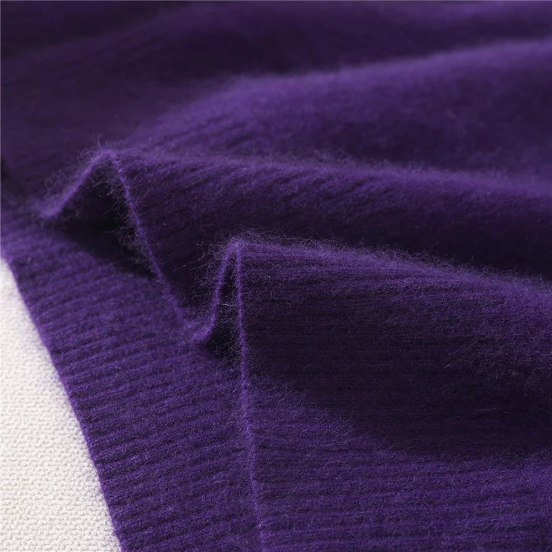 Autumn Winter Sweater Pullover Women's Clothing 100% Mink Cashmere Sweater Pullover O-Neck Basic Long Sleeve Warm Fleece Knitted