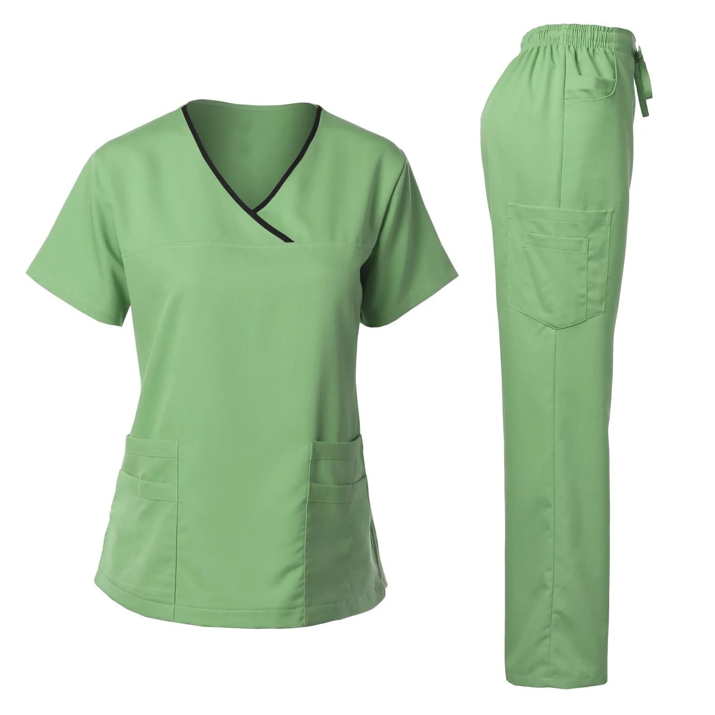 Cherokee Medical Uniforms  Nurse Uniform Scrubs for Women Set Scrub Pants with Pockets and V-neck SPA Scrub Top for Hospital
