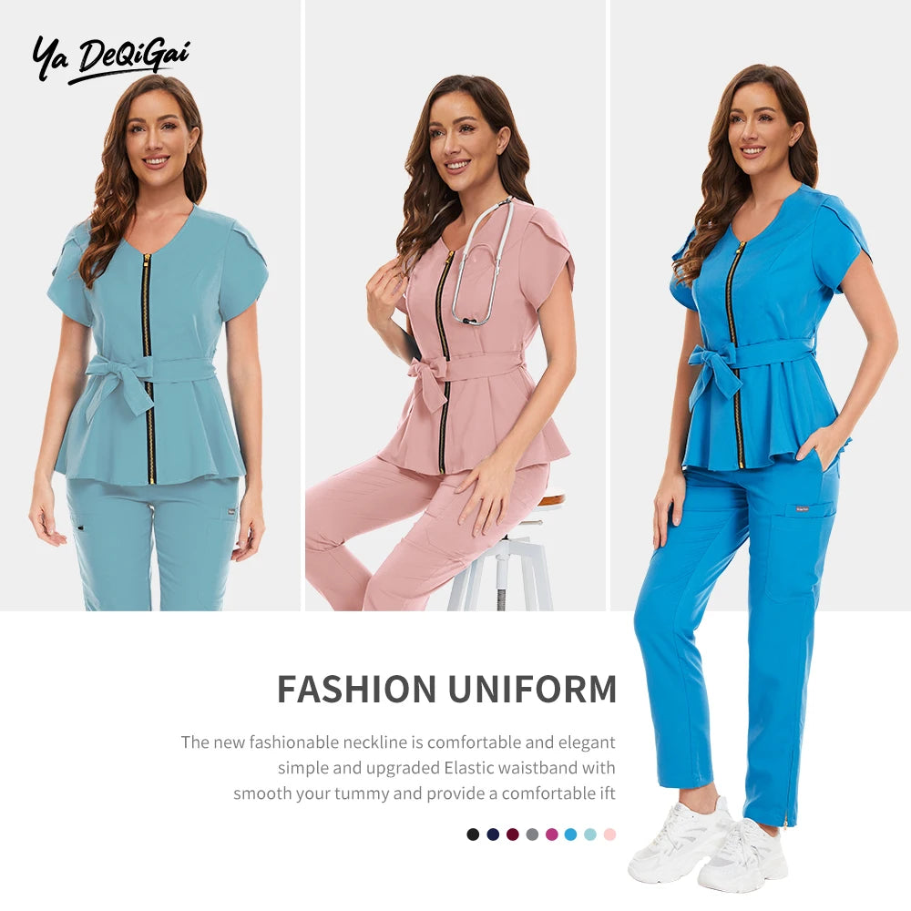Medical Scrub Set Hospital Staff Uniform Doctor Nurse Surgical Uniforms Woman Pet Grooming Healthcare Nursing Scrub Articles Set