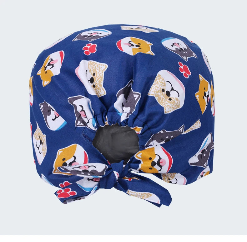 LONG HAIR Scrub Caps Surgical Medical Hats Cotton Nursing Caps Breathable Bouffant Healthcare Chef Pediatric Veterinary Hats M81