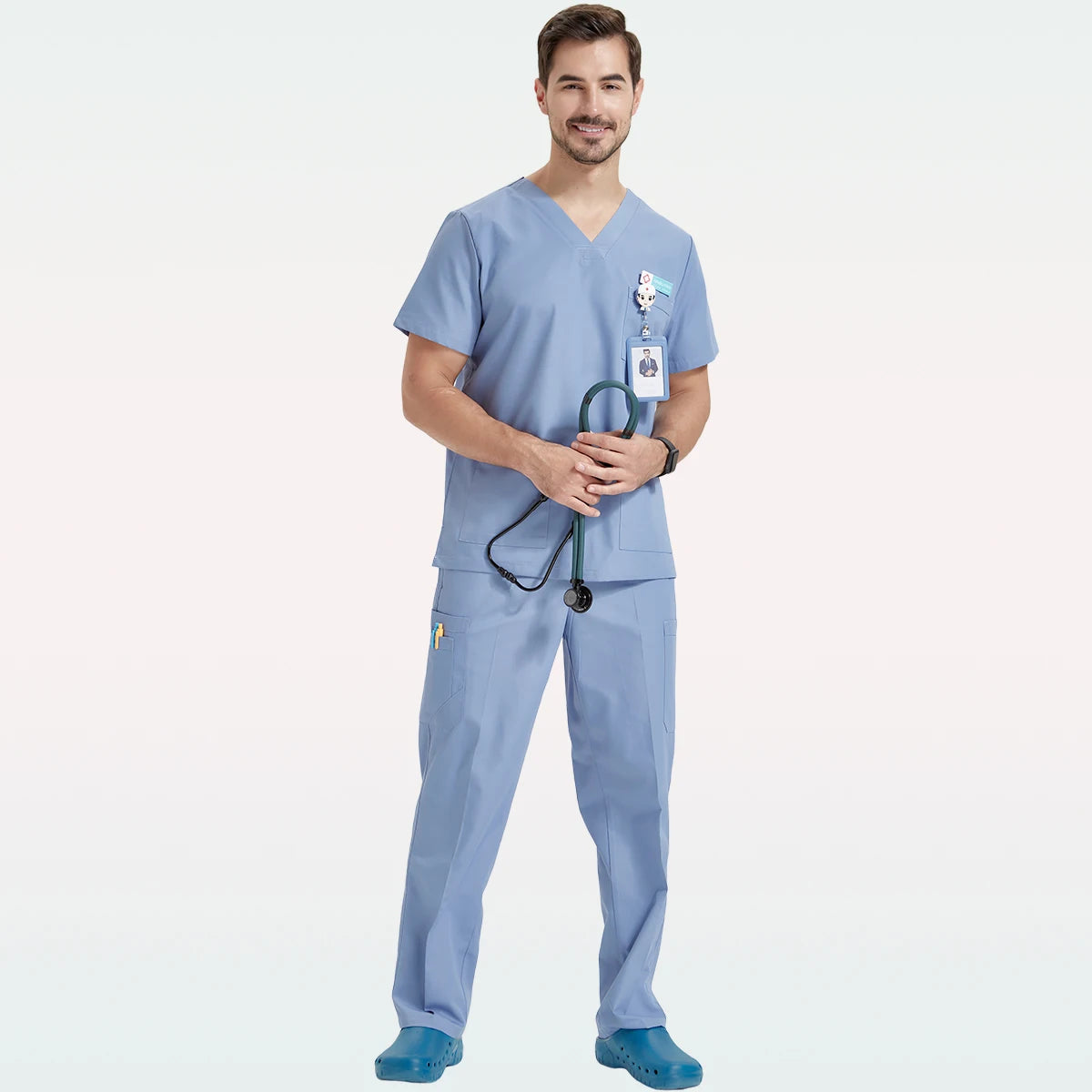 Men's Medical Scrubs Sets Hospital Nursing Uniforms Breathable Sanitary Clinical Aesthetic Nurse Suits Doctor Workwear 8020-02