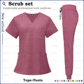 Surgery Overalls High-end Fabric Scrubs Set Medical Uniforms Stretch Scrub Tops Pants With Pocket Nurse Uniforms Beauty Workwear