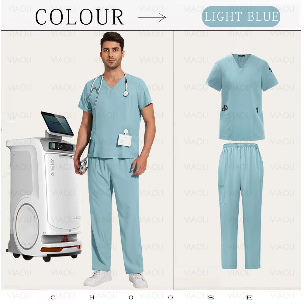 Multilcolors Beauty Work Clothes Hospital Nurse Uniforms Medical Scrub Set Women Men Clinical Clothes Dental Surgery Accessories