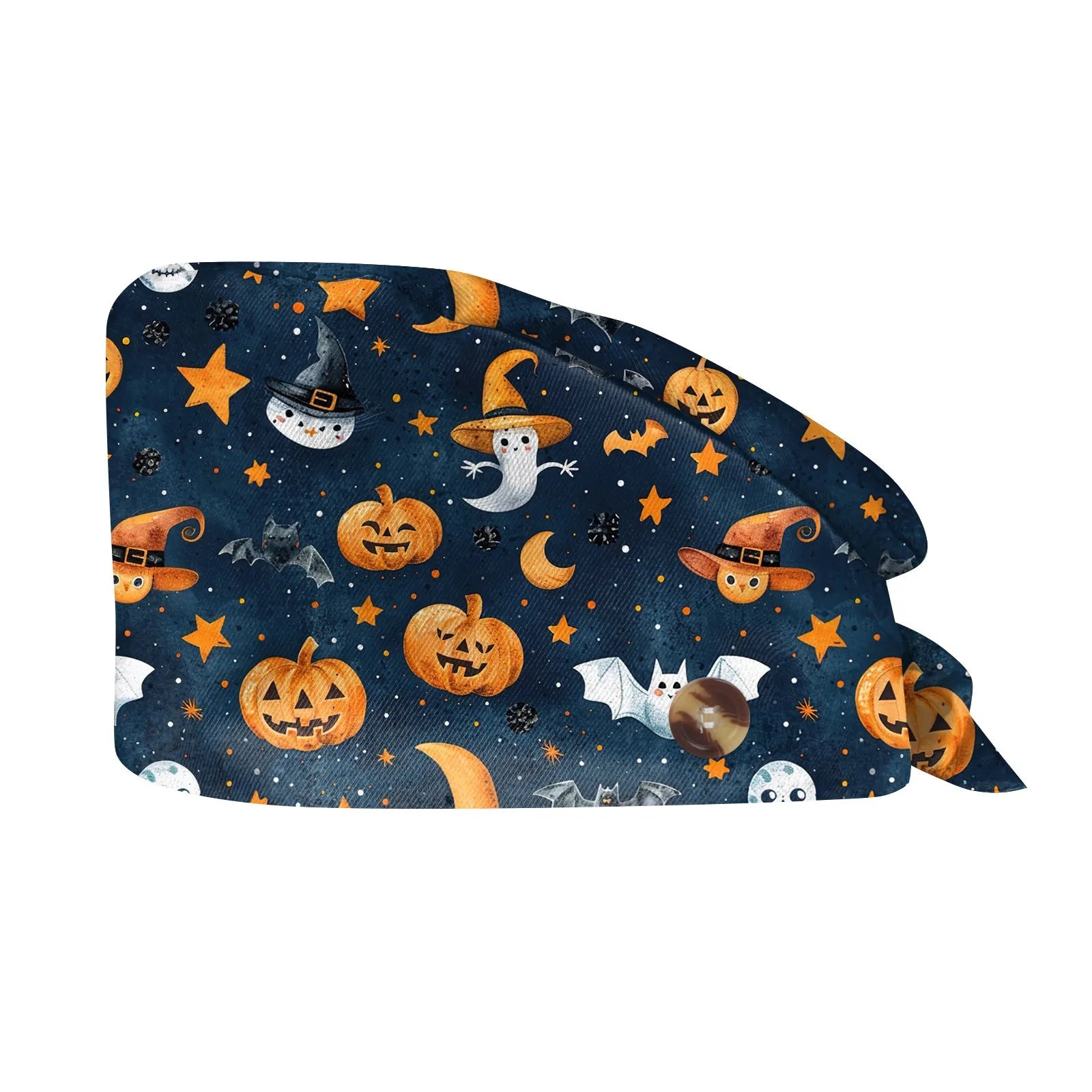 Halloween Print Work Cap Fashionable Casual Women's Printed Elastic Scrub Hat Unisex Work Caps Nurse Accessories Nurse Cap