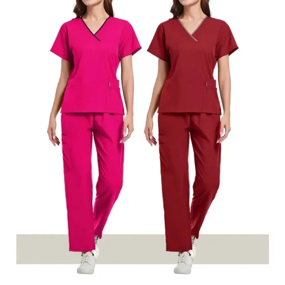 Nurse Scrubs New Fashion Medical Scrub Soft Breathable Jogger Pants Set Surgical Uniforms Woman Nursing Clinical Doctor Workwear