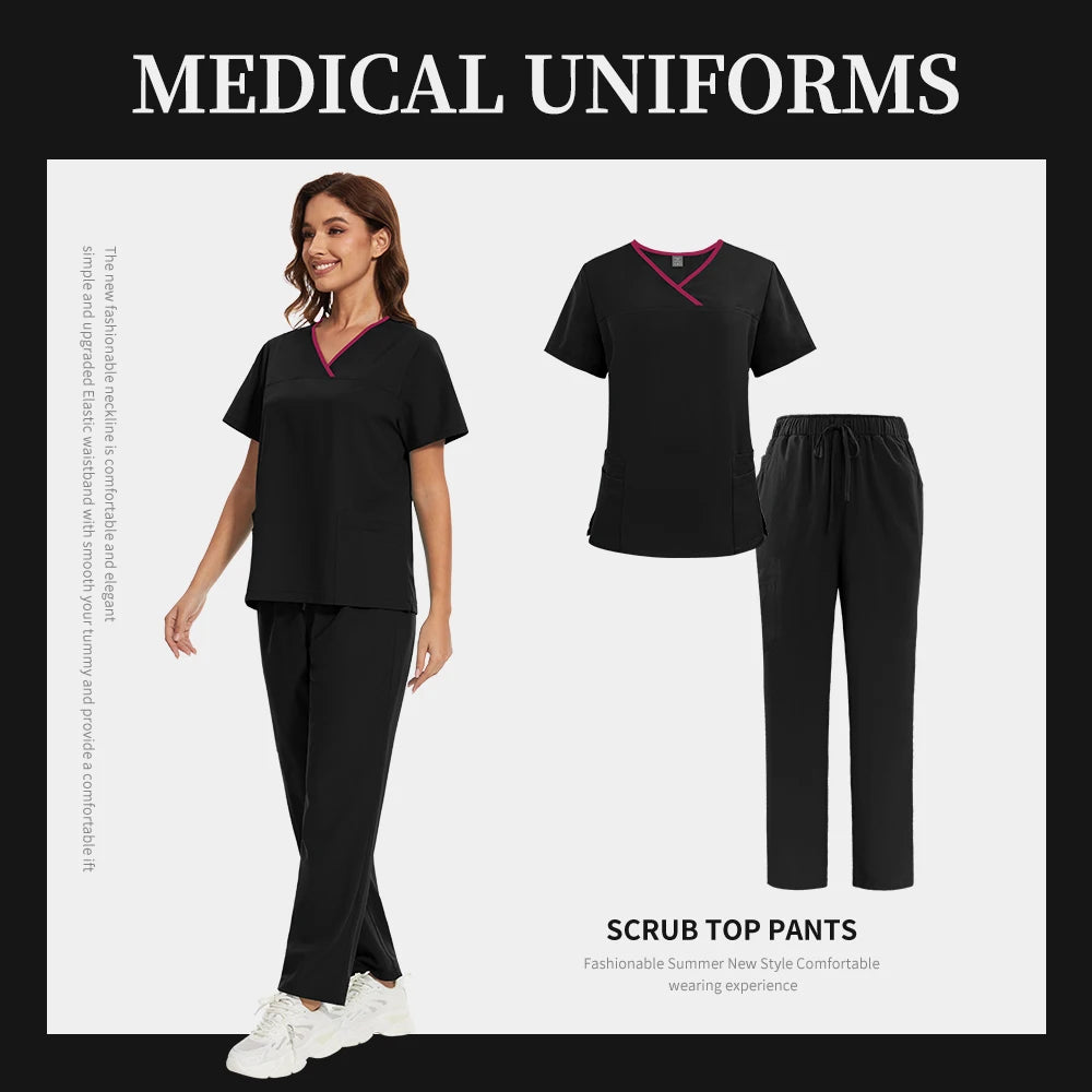 Scrub Uniforms Sets Hospital Clothes for Women Scrubs Set Quick-Drying Comfortable Nursing Outfits Pet Clinic Veterinary Uniform