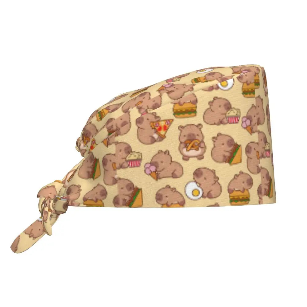 Custom Cartoon Capybara Medical Staff Scrubs Hat Women Men Comic Doctor Nursing Surgical Cap Scrub Caps