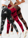 Tie Dye Seamless Leggings for Women High Waist Yoga Pants Scrunch Butt Lifting Elastic Tights Wide Waistband Sports Leggings