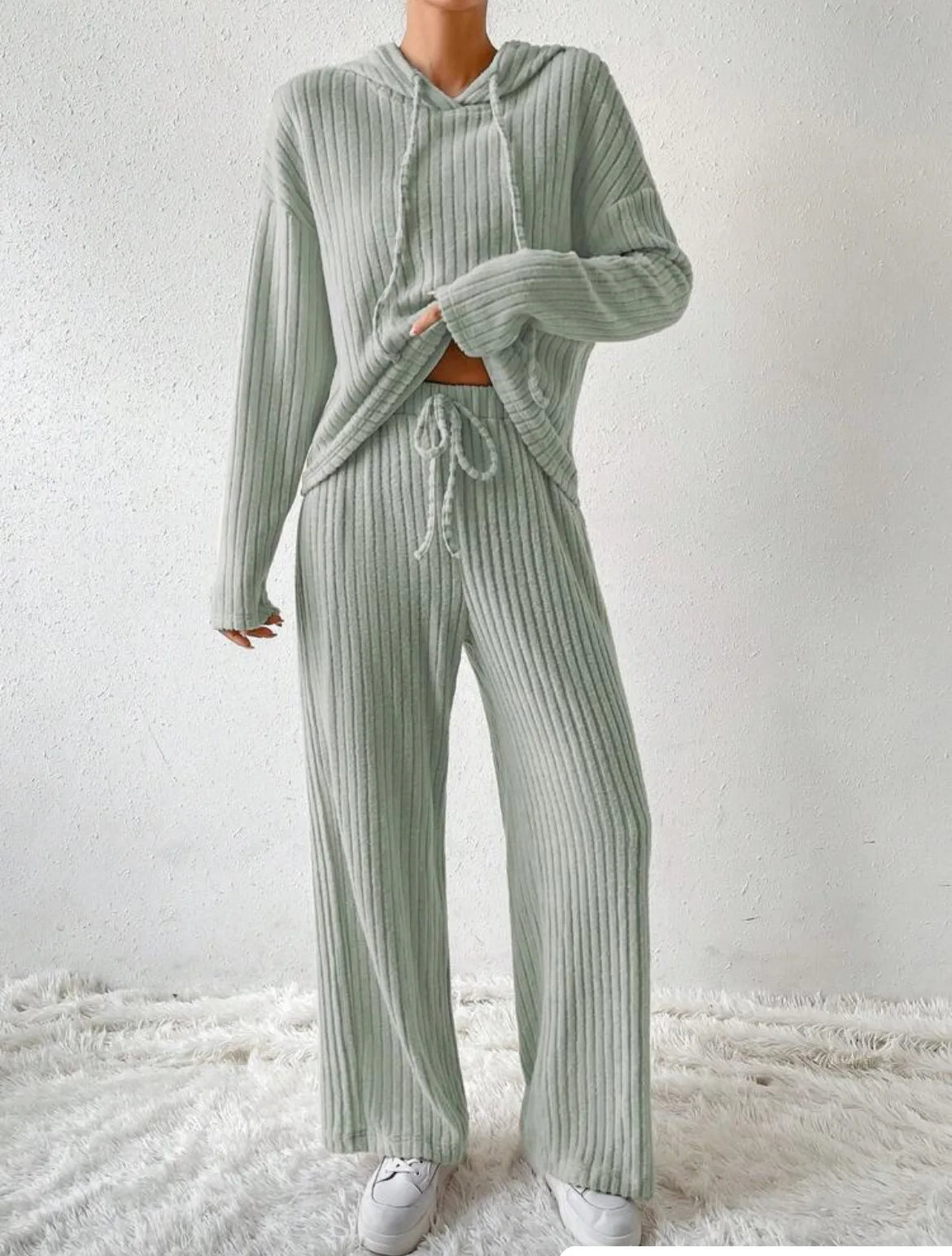 Fashion Long Sleeve Knitted Pant Sets Women Autumn Winter Home Casual Comfortable 2 Piece Sets Women Outfit  Two Piece Set