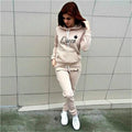 Plus Size Women's Two-piece QUEEN Printed Sportswear Jogging Suit Women's Hooded Sportswear Suit Clothes Hoodie + Sweatpants