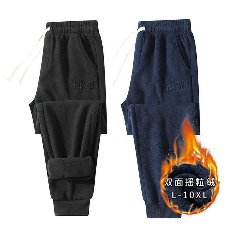Winter Thick Polar Fleece Warm Sweatpants Men Streetwear Drawstring Casual Jogger Pants Male Loose Thermal Trousers 10xl 9xl 8xl