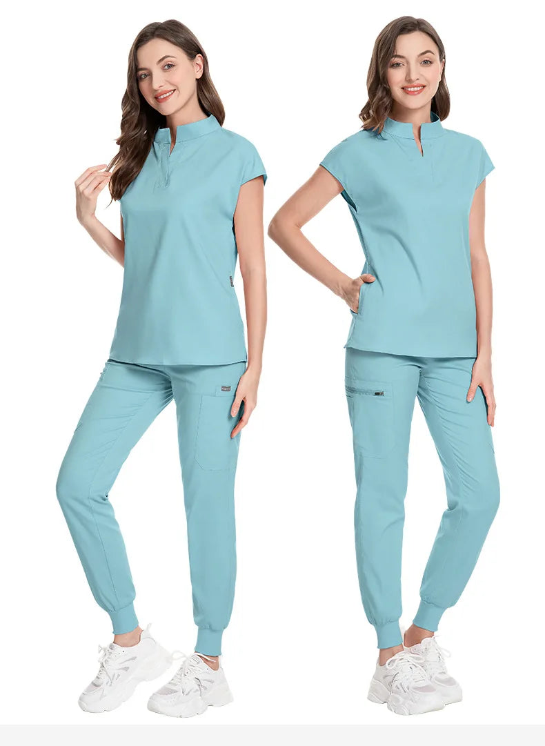 Slim Fit Scrubs Medical Uniforms Women Scrubs Tops Pant Hospital Nurses Accessories Dental Clinic Beauty Salon Spa Lab Workwear