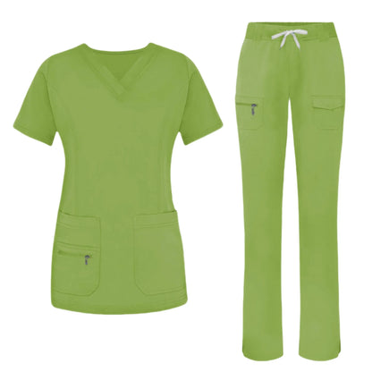 Surgical Uniforms Woman Medical Blouse Strechy Scrubs Top+pant Sets Medico Clothes for Doctors Nurses Clinical Medical Uniform