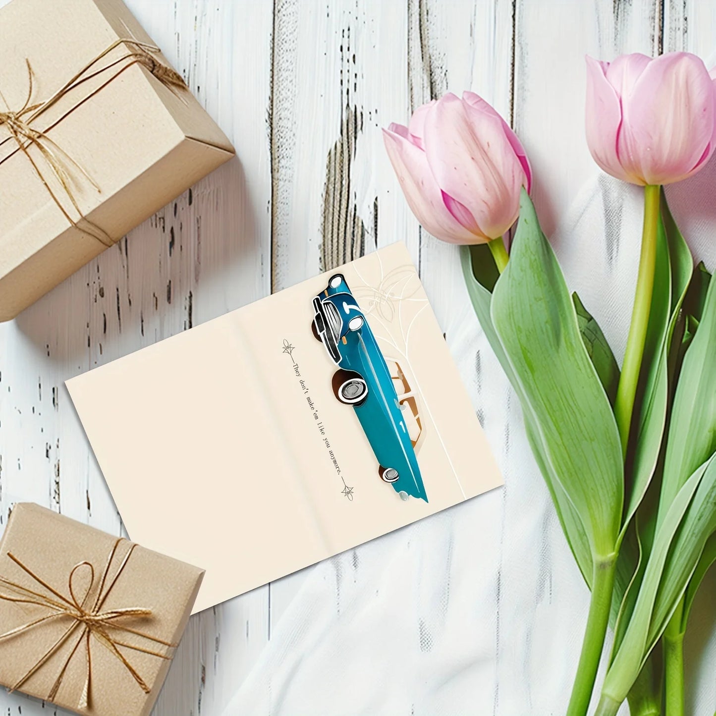 1Pcs Father's Day Card with Envelope (Vintage Classic Car, Don't Make 'Em Like You Anymore), Happy Fathers Day Card