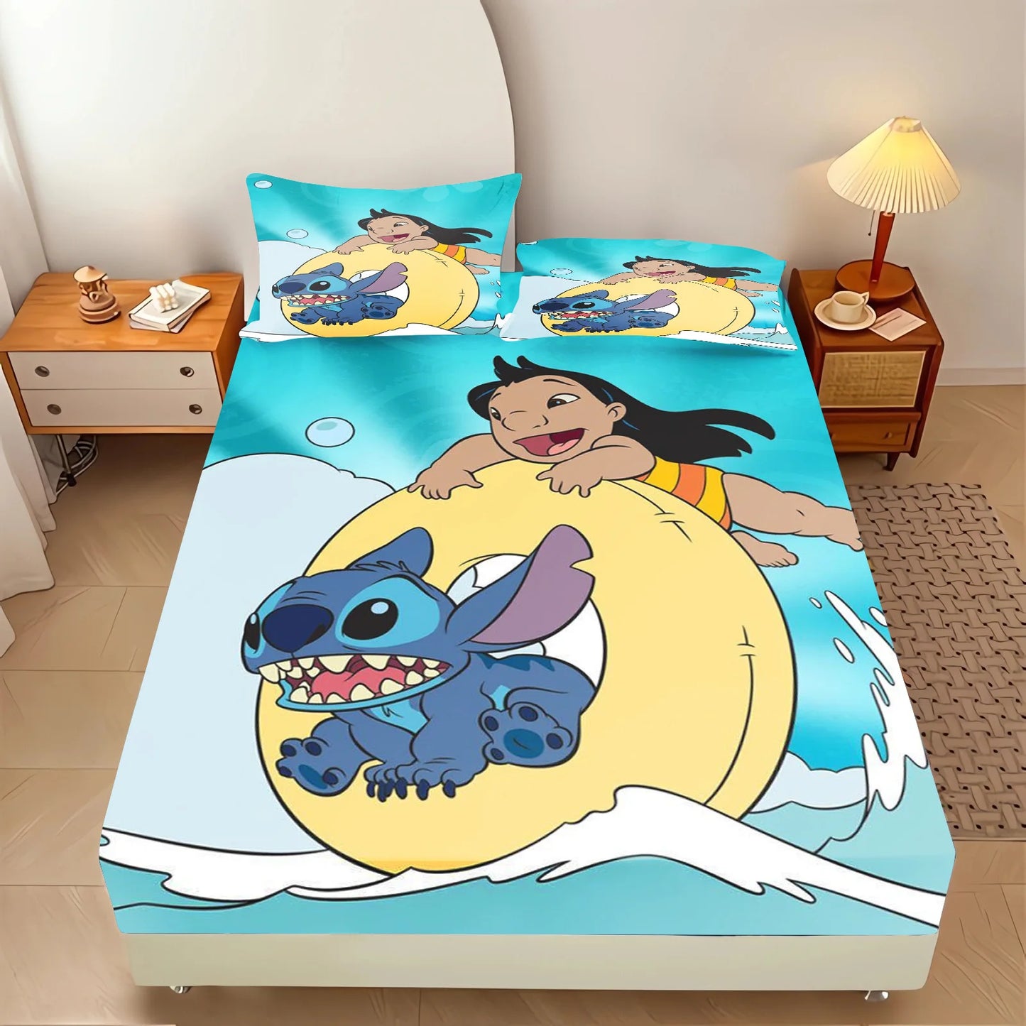 Stitch Anime  Printed Fitted Sheet Suitable For Children And Adults Home Decor Bedding Set Bed Cover Full
