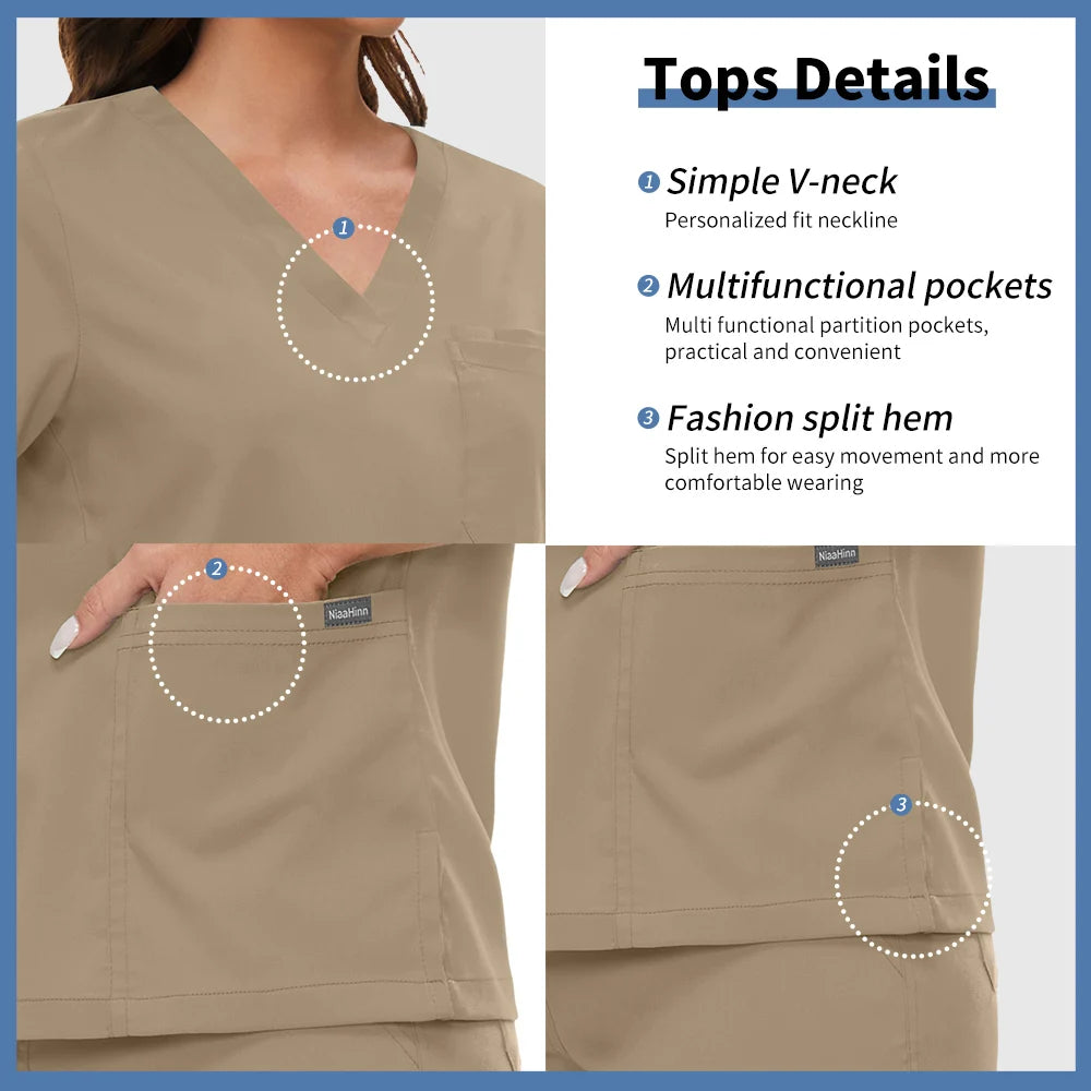 Hospital Scrub Sets Uniform Women Jogger Suit Nurse Accessories Medical Surgical Scrub Sets Pharmacy Healthcare Work Wear Unisex