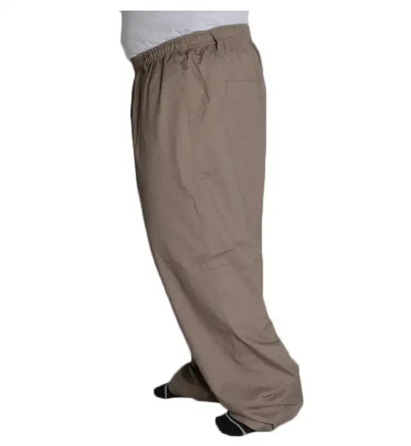 Plus size 8XL 11XL 13xl middle-aged men's summer thin elastic band high waist cotton casual trousers Dad oversize 9XL 8XL 7XL