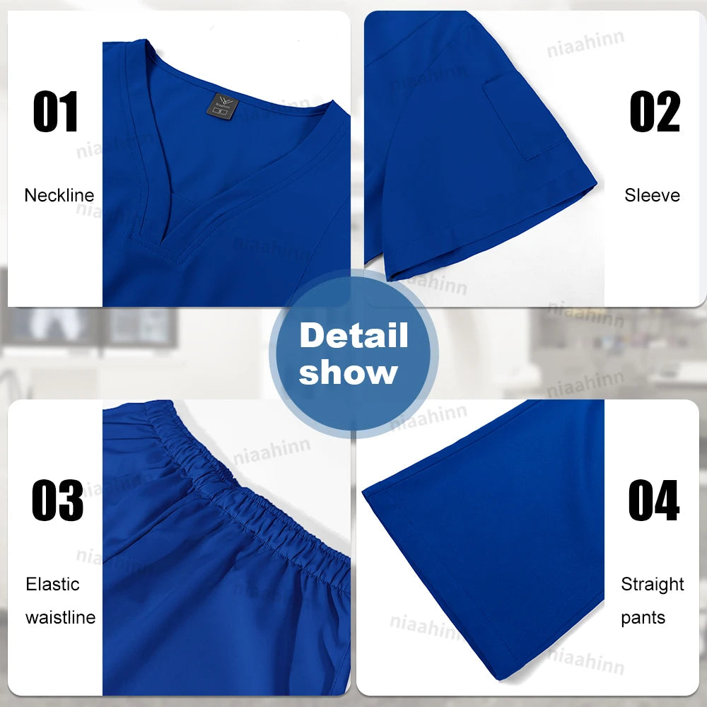 Wholesale Scrubs Uniforms Sets Medical Scrub Stretch Suit Healthcare Nursing Articles Unisex Surgical Uniforms Woman Men Uniform