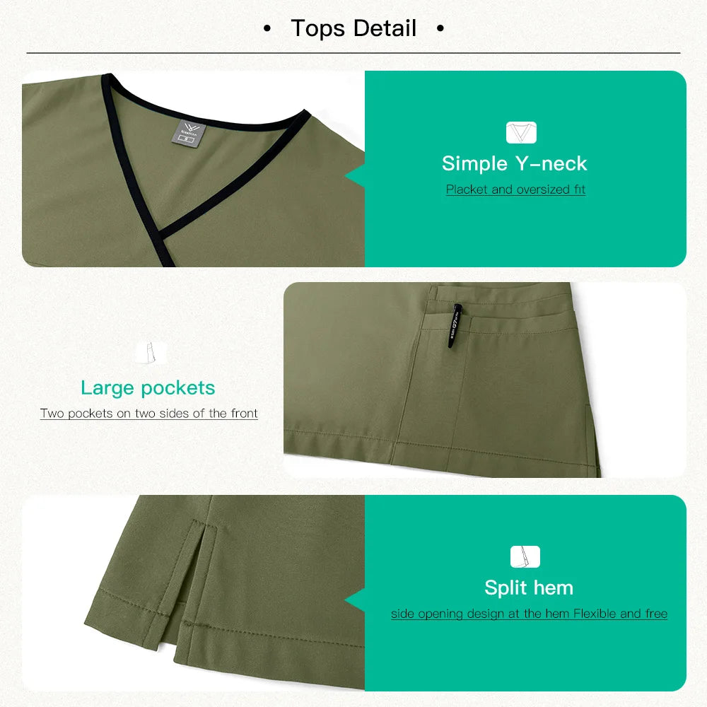 Nurse Uniforms Women Casual Short Sleeved Apparel Set Pharmacy Working Clothes Medical Suits Pet Hospital Doctor Nursing Uniform