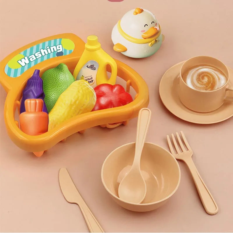Children's Fishing Toys Electric Pretend Play Toys Dishwashing Basin Toys Gift Kitchen Interactive Toys 2-in-1 Slide Fishing Toy
