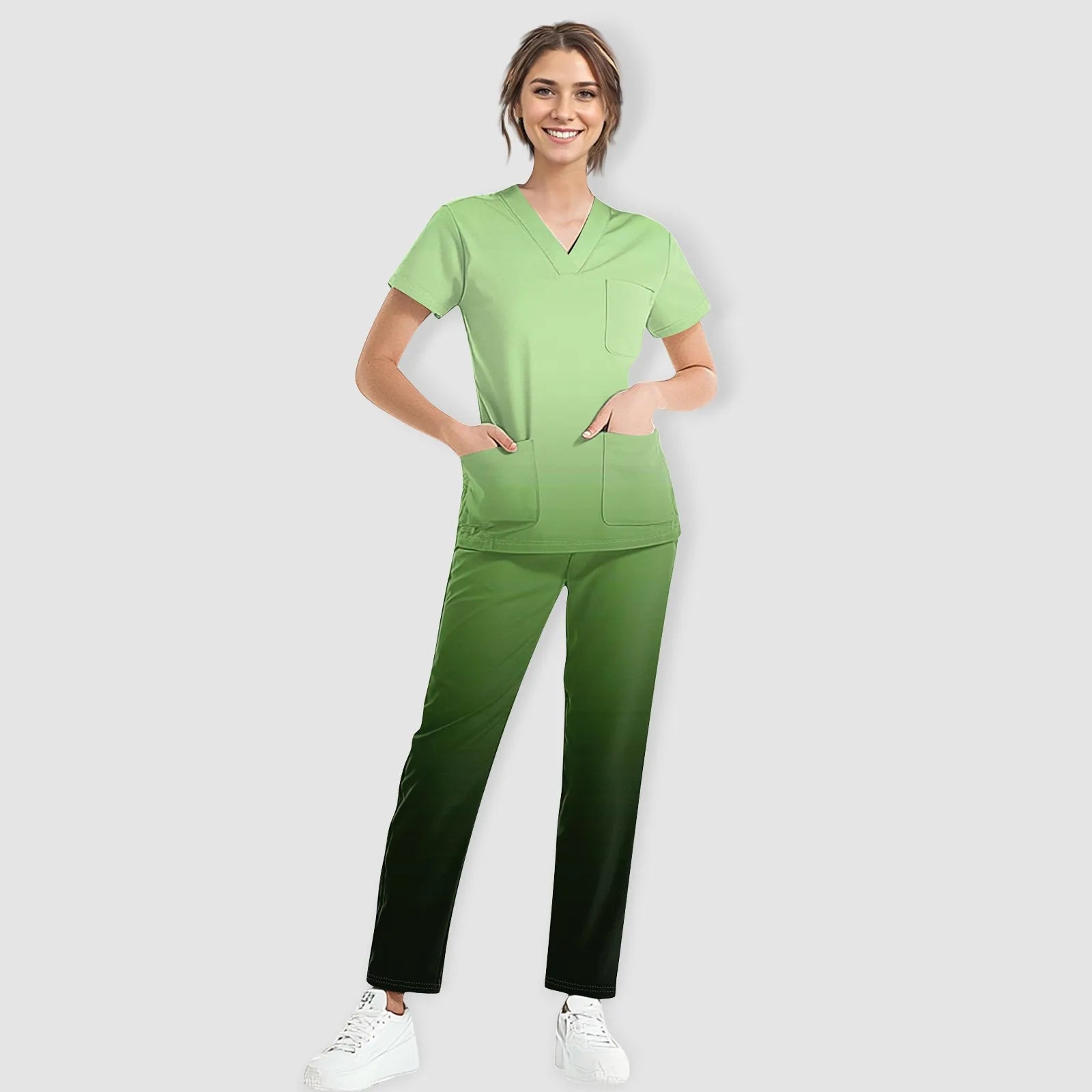 Women Medical Uniforms Slim Fit Scrubs Sets Tops Straight Pant Nurses Accessories Dental Clinic Beauty Salon Workwear Clothes