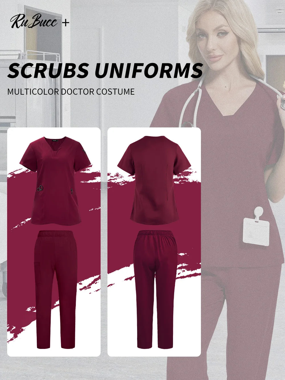 Pet Grooming Institutions Scrub Set Unisex V-Neck Beauty Salon Work Clothes Spa Uniforms Dentistry Surgical Scrub Tops Pants Set